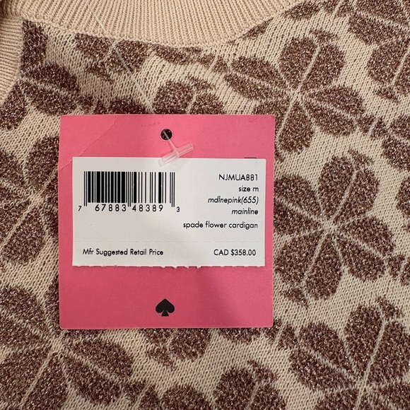 Kate Spade Pink Metallic Flower Cardigan - Picture 5 of 6